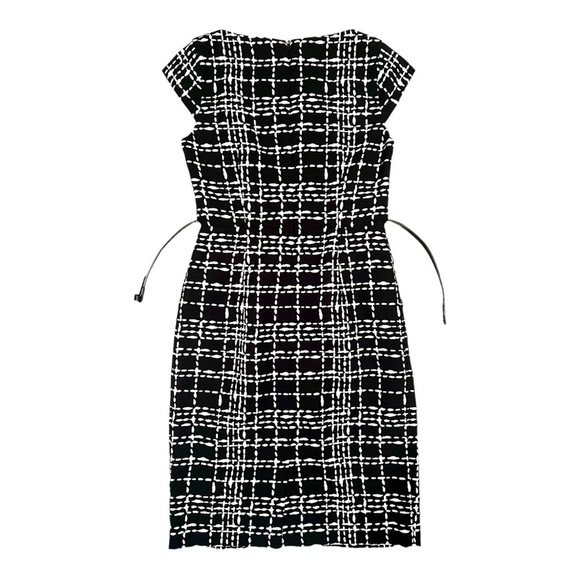 Calvin Klein Dress NWOT Pockets 4P Belted Black White - Picture 2 of 5